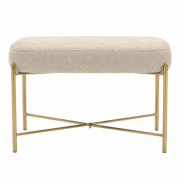 Bettbank Polsterbank Beige Polyester Stahlgestell Goldfarben Rechteckig 100 x 40 x 48 cm