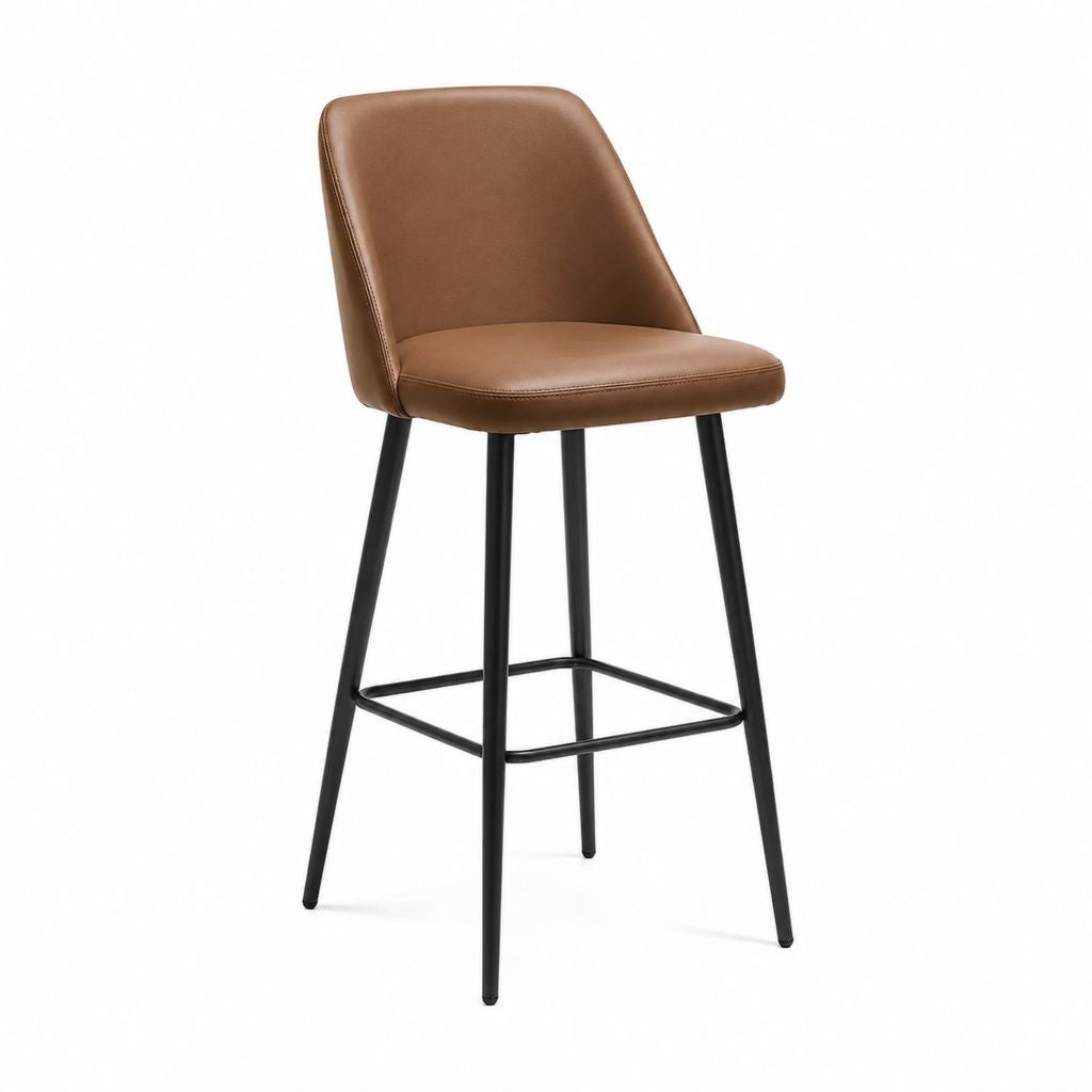 Barhocker Braun aus PU-Kunstleder mit Stahlgestell 45 x 52 x 96 cm Sitzhöhe 68 cm
