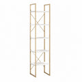 Bücherregal Standregal mit 5 Ablagen Weiß Gold Stahl MDF rechteckig 60 x 30 x 180 cm