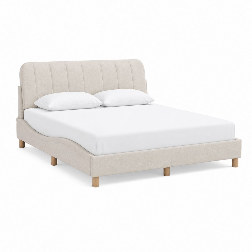 Polsterbett Doppelbett Beige Polyestergewebe Rechteckig 160 x 200 cm