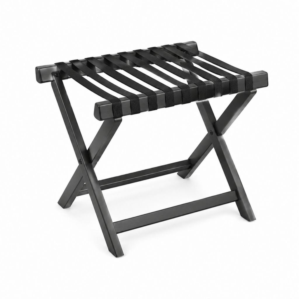 Klapphocker Schwarz aus Buchenholz und Polyestergewebe 60 x 38 x 48 cm