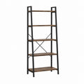 Bücherregal 5 Ebenen Braun Schwarz Spanplatte Stahl 80 x 35 x 180 cm