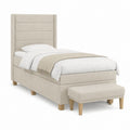 Polsterbett Einzelbett Set Beige Polyester Rechteckig 90 x 200 cm mit Sitzbank