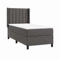 Boxspringbett Einzelbett Dunkelgrau Polyester rechteckig mit Matratze 90 x 200 cm