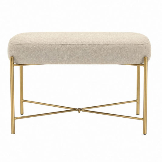 Bettbank Polsterbank Beige Polyester Stahlgestell Goldfarben Rechteckig 100 x 40 x 48 cm