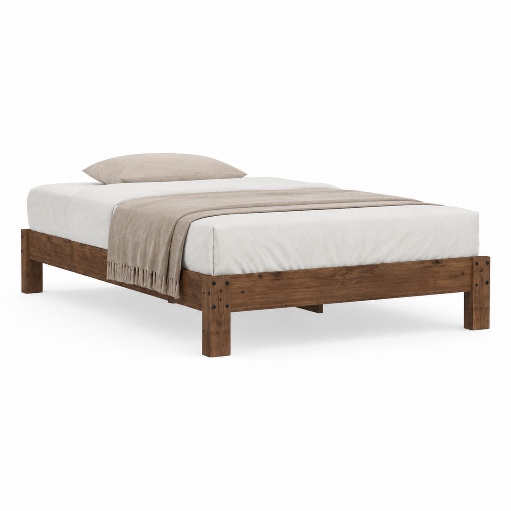 Doppelbett Bettgestell Braun Kiefer Massivholz Rechteckig 160 x 200 cm