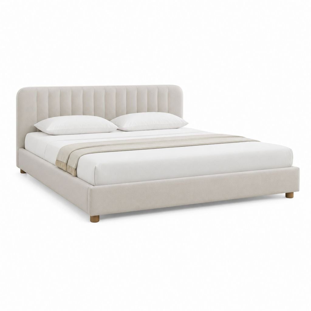 Polsterbett Doppelbett Beige Polyester rechteckig 180 x 200 cm