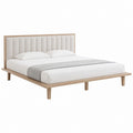 Polsterbett Doppelbettgestell Beige Eiche Massivholz Rechteckig 180 x 200 cm