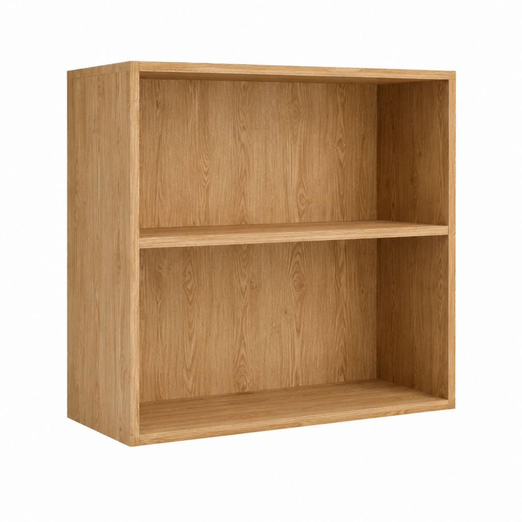 Bücherregal Eiche natur Massivholz rechteckig mit 2 Fächern 80 x 80 x 30 cm