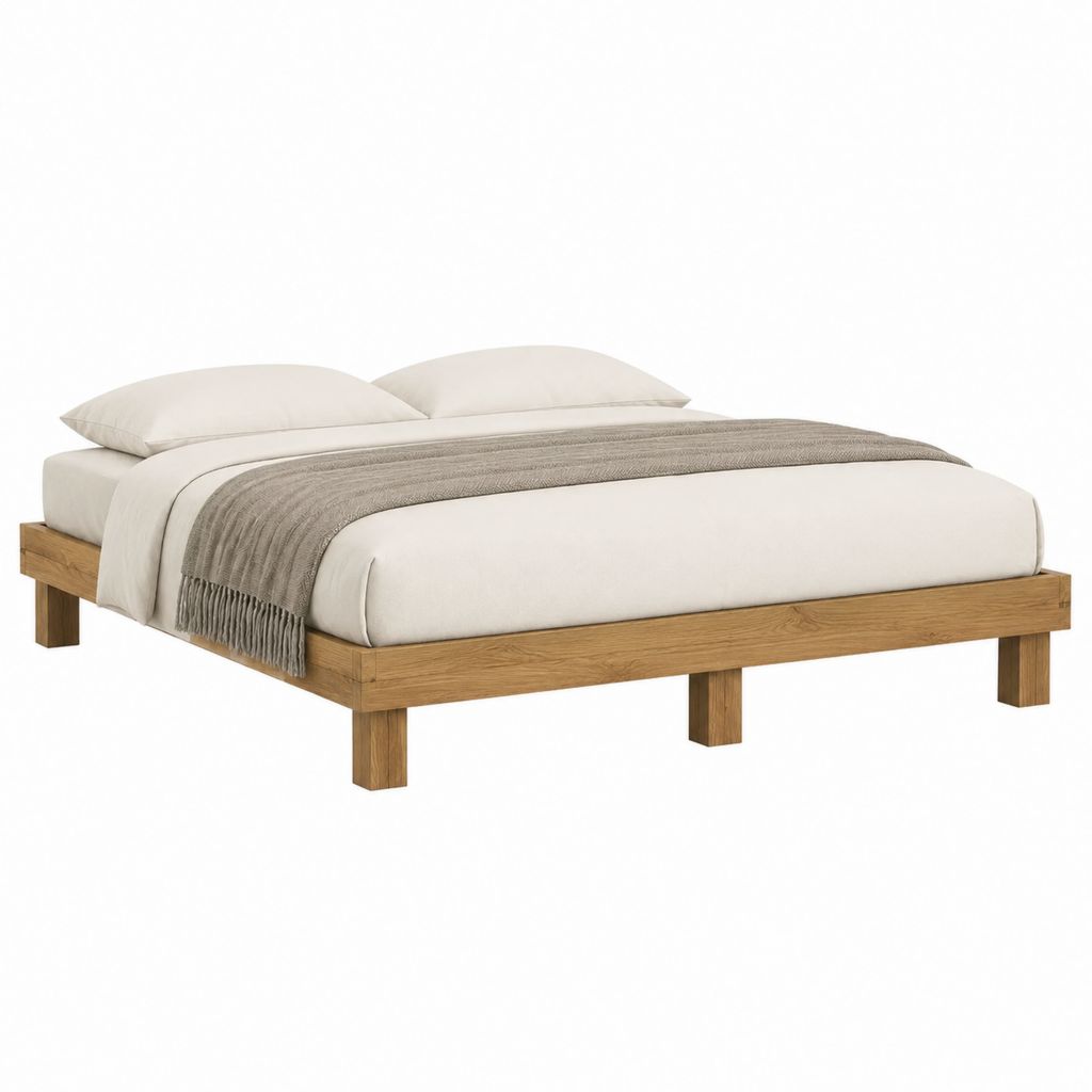 Doppelbett Bettgestell aus massivem Eichenholz natur rechteckig 180 x 200 cm