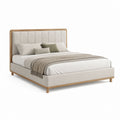 Polsterbett Doppelbett Beige Eichen-Massivholz Rechteckig 160 x 200 cm