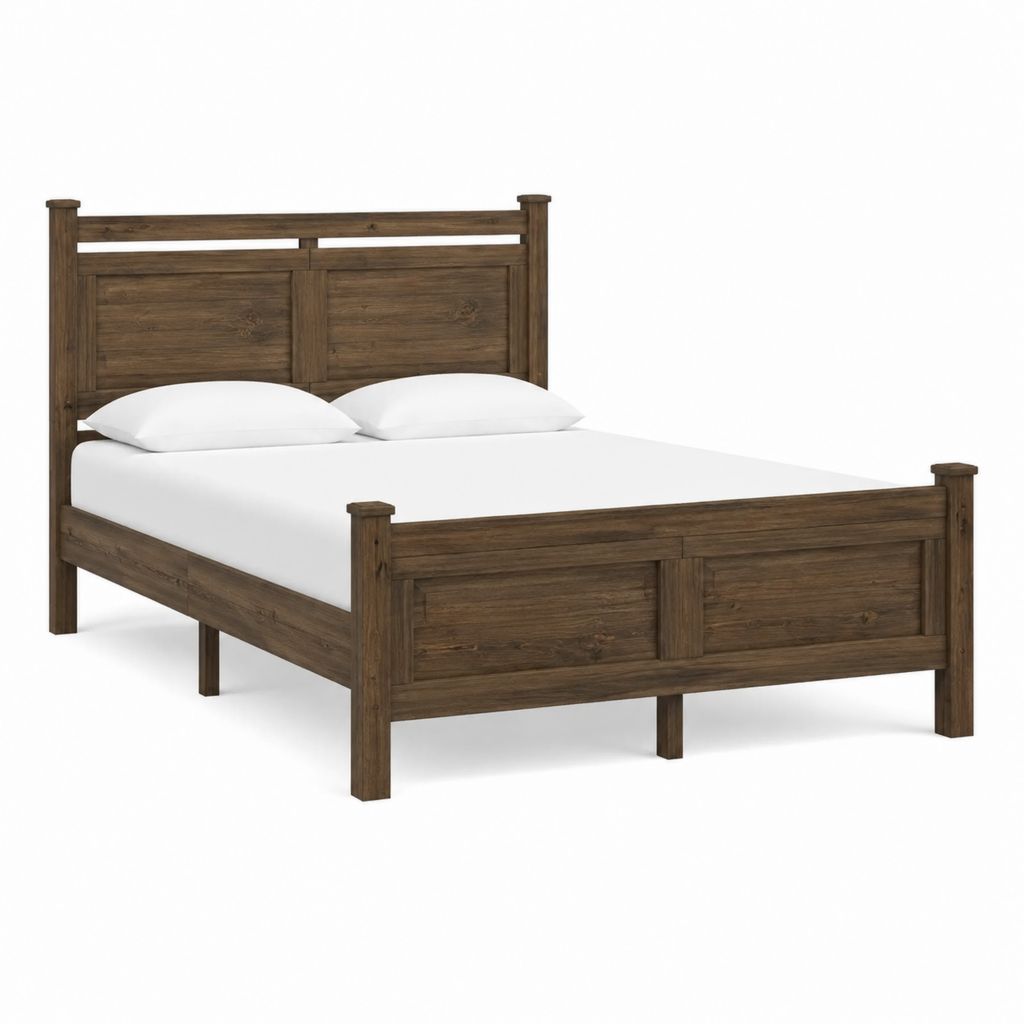 Massivholzbett Doppelbett Dunkelbraun aus Kiefernholz mit Kopfteil 180 x 200 cm