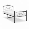 Metallbett Einzelbett Schwarz pulverbeschichteter Stahl rechteckig 90 x 200 cm