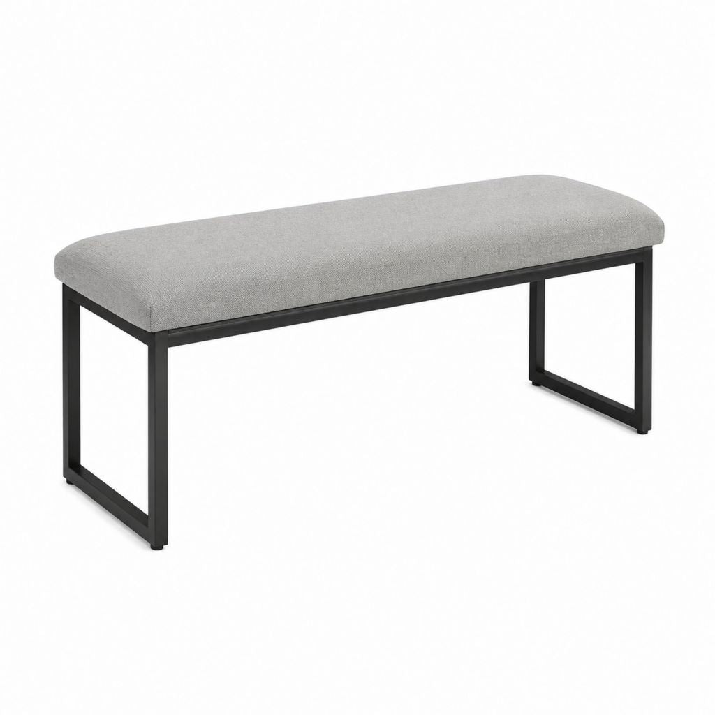 Bettbank Grau mit Polyesterbezug und Stahlgestell 100 x 35 x 45 cm