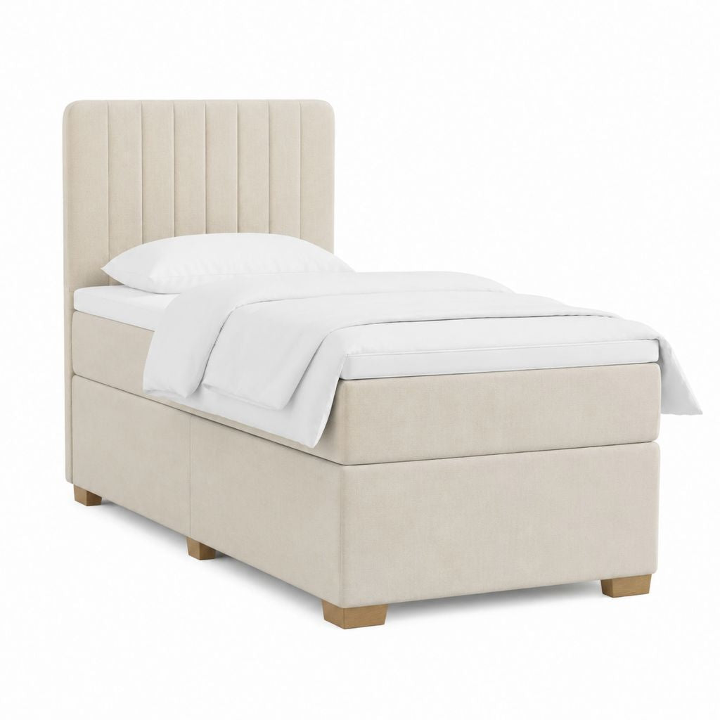 Polsterbett Einzelbett Beige Polyester rechteckig 90 x 200 cm